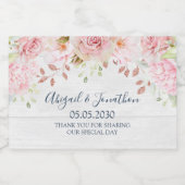 Rustic Pink Floral Spring Wedding Wine Label スパークリングワインラベル (シングルラベル)