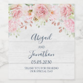 Rustic Pink Floral Spring Wedding Wine Label ワインラベル (シングルラベル)