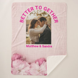 Rustic Pink Floral Wedding Fleece Blanket for Home シェルパブランケット