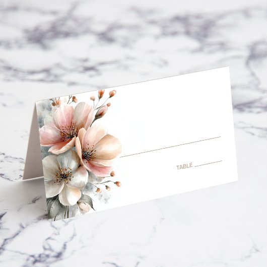 Rustic Pink Floral Wedding Place Card プレイスカード