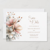 Rustic Pink Floral Wedding Save the Date セーブザデート (正面)