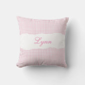 Rustic Pink Gingham Personalized Name クッション (正面)