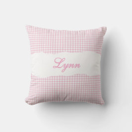 Rustic Pink Gingham Personalized Name クッション