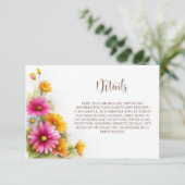 Rustic Pink Orange Floral Wedding Details エンクロージャーカード (スタンド正面)