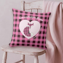 Rustic Pink Plaid Cute Fox Baby クッション