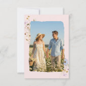Rustic Pink Romantic Wildflower Wedding Photo セーブザデート (裏面)