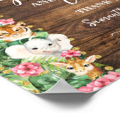 Rustic Pink Safari Animal Gift & Cards Baby Shower ポスター (角)