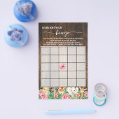 Rustic Pink Safari Animals Shower Bingo Game Card チラシ (シングル)