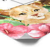 Rustic Pink Safari Baby Guess Due Date Calendar ポスター (角)