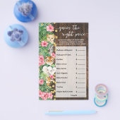 Rustic Pink Safari Guess Right Price Shower Game チラシ (シングル)