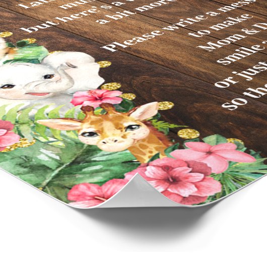 Rustic Pink Safari Late Night Diapers Shower Game ポスター (角)