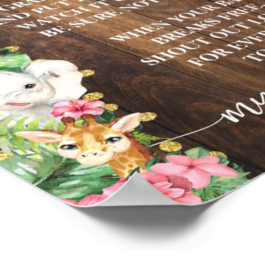 Rustic Pink Safari My Water Broke Shower Game ポスター (角)