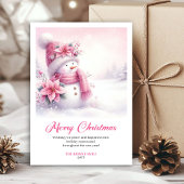 Rustic Pink Snowman Printable Winter Scene Greetin シーズンカード