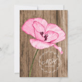 Rustic Pink Watercolor Poppies Quinceañera 招待状 (裏面)