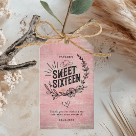 Rustic Pink Western Cowgirl Sweet Sixteen Birthday ギフトタグ