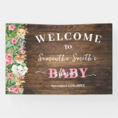 Rustic Pink Wild Safari Welcome Baby Shower Banner 横断幕 (横)