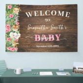 Rustic Pink Wild Safari Welcome Baby Shower Banner 横断幕 (トレードショー)