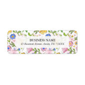 Rustic Pink Yellow Blue Floral Return Address ラベル (正面)