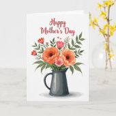 Rustic Pitcher Mothers Day Card カード (黄色い花)