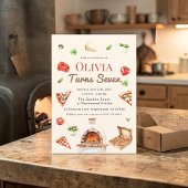 Rustic Pizza Oven 7th Birthday Party Invitation 招待状