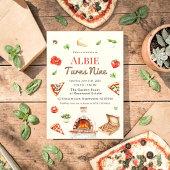 Rustic Pizza Party 9th Birthday Invitation 招待状