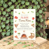 Rustic Pizza Party 9th Birthday Invitation 招待状