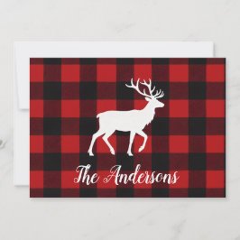 Rustic Plaid Deer Personalized Holiday Card シーズンカード