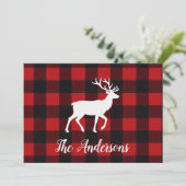 Rustic Plaid Deer Personalized Holiday Card シーズンカード (スタンド正面)