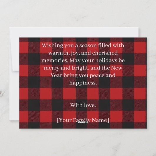 Rustic Plaid Deer Personalized Holiday Card シーズンカード (裏面)