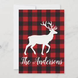 Rustic Plaid Deer Personalized Holiday Card シーズンカード