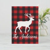 Rustic Plaid Deer Personalized Holiday Card シーズンカード (スタンド正面)