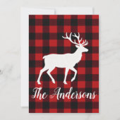 Rustic Plaid Deer Personalized Holiday Card シーズンカード (正面)