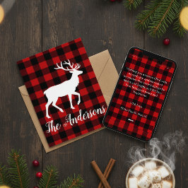 Rustic Plaid Deer Personalized Holiday Card シーズンカード