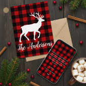 Rustic Plaid Deer Personalized Holiday Card シーズンカード