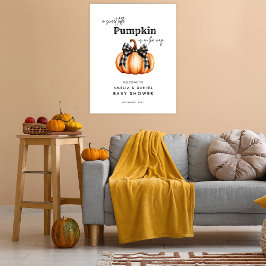 Rustic Plaid Pumpkin Fall ベビーシャワーのウェルカム ポスター