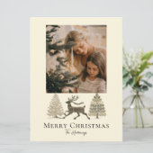 Rustic Plaid Reindeer Trees Holiday Card シーズンカード (スタンド正面)