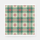 Rustic Plaid Snowflakes Green Holiday Pattern  スタンダードランチョンナプキン (正面)
