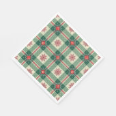 Rustic Plaid Snowflakes Green Holiday Pattern  スタンダードランチョンナプキン (角)