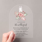 Rustic Poinsettia Christmas Candle Wedding アクリル招待状 (インサイチュ (ポータブル))