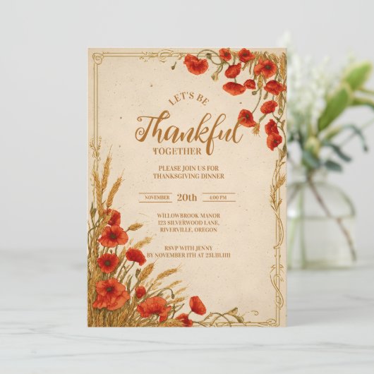 Rustic Poppy Thanksgiving Celebration 招待状 (スタンド正面)