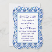 Rustic Portuguese Tiles Mediterranean Wedding 招待状 (正面)