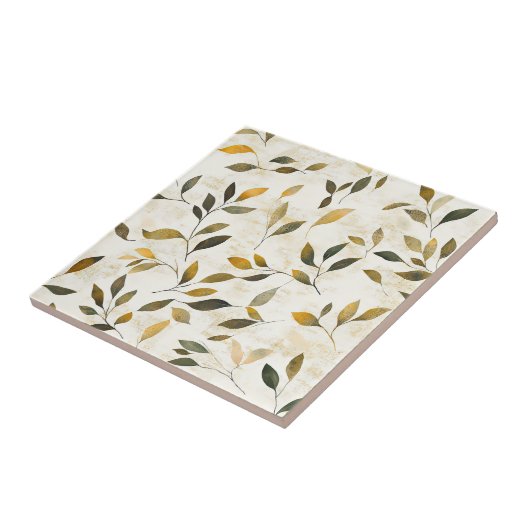 Rustic Pressed Leaves Pattern – 秋の植物画 6 タイル (側面)