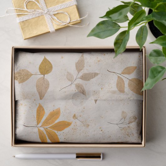 Rustic Pressed Leaves Pattern –Autumn Botanical 10 薄葉紙 (ギフト)