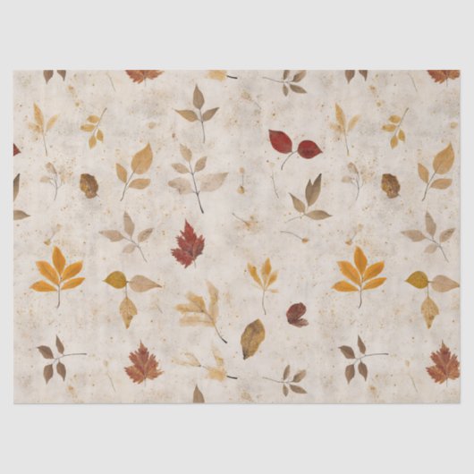 Rustic Pressed Leaves Pattern –Autumn Botanical 10 薄葉紙 (正面)