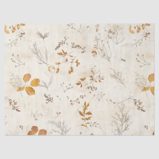 Rustic Pressed Leaves Pattern –Autumn Botanical 13 薄葉紙 (正面)