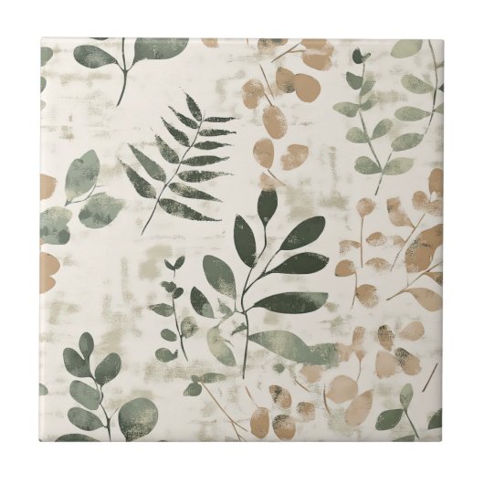 Rustic Pressed Leaves Pattern –Autumn Botanical 15 タイル (正面)