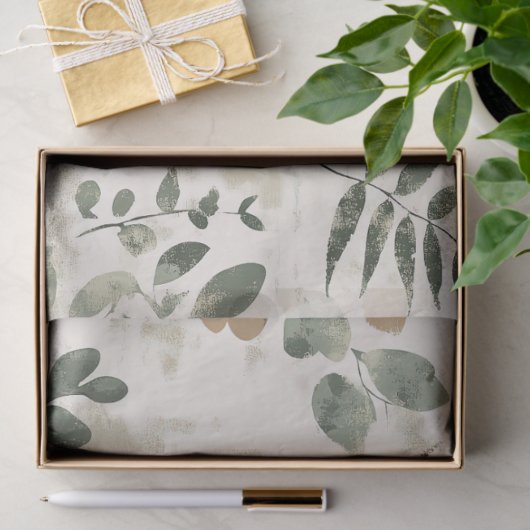 Rustic Pressed Leaves Pattern –Autumn Botanical 15 薄葉紙 (ギフト)