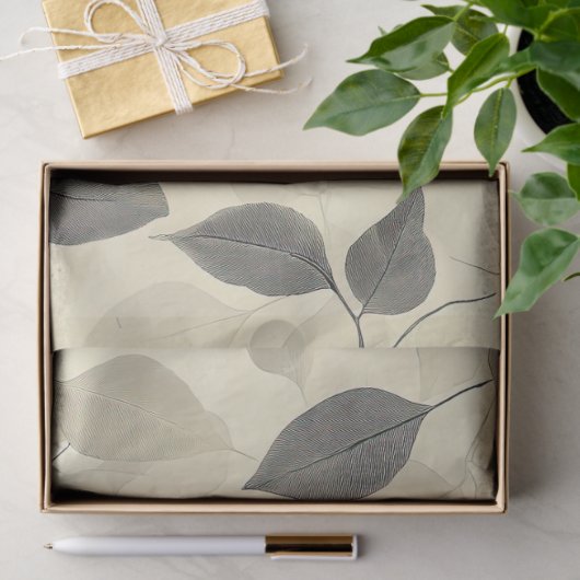 Rustic Pressed Leaves Pattern – Autumn Botanical 7 薄葉紙 (ギフト)