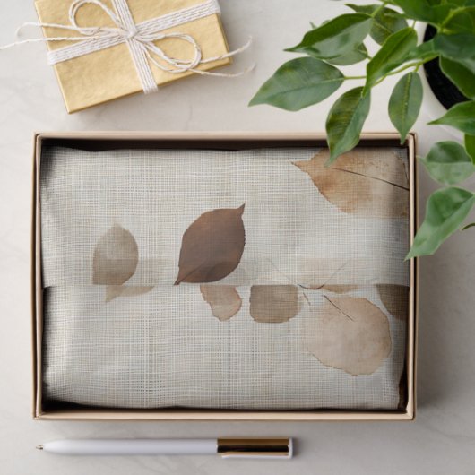 Rustic Pressed Leaves Pattern – Autumn Botanical 9 薄葉紙 (ギフト)