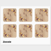 Rustic Pretty Autumn Fall Floral Monogram Wedding スクエアシール (シート)